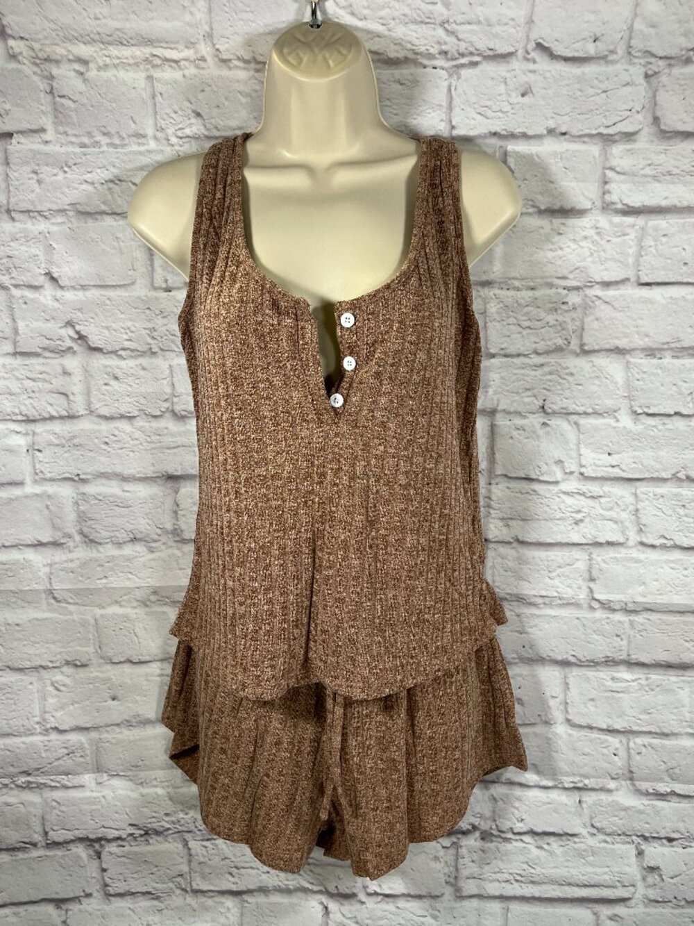 Cupshe Brown Jersey Tank Top & Shorts Pajama Set